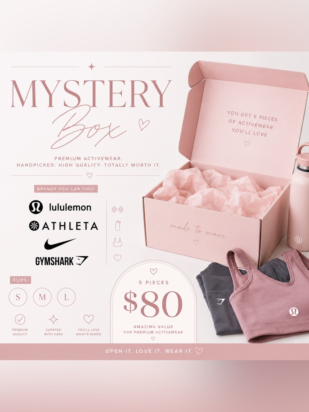🎀 Activewear Mystery Box | Lululemon Nike Athleta Gymshark | 5 for $80